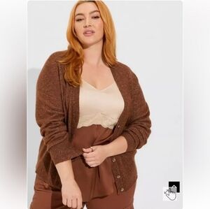 Vegan Cashmere Cardigan V-Neck Drop Shoulder Sweat 0x